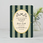 Elegant Green Striped Holiday Party Invitation 箔招待状 (立ち正面)