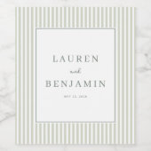 Elegant Green Striped Minimalist ワインラベル (シングルラベル)