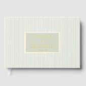 Elegant Green Striped Rectangle ゲストブック (正面)