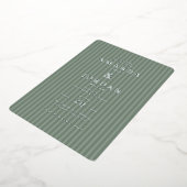 Elegant Green Striped Wedding Invitation 箔招待状 (回転した状態)