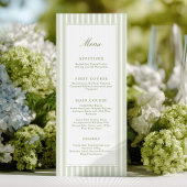 Elegant Green Stripes Wedding Menu メニュー