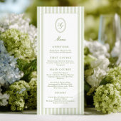 Elegant Green Stripes Wedding Menu メニュー