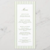 Elegant Green Stripes Wedding Menu メニュー (正面)