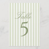 Elegant Green Stripes Wedding Table Number 招待状 (裏面)