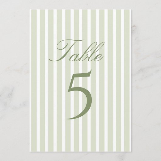 Elegant Green Stripes Wedding Table Number 招待状 (裏面)