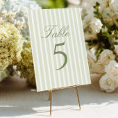 Elegant Green Stripes Wedding Table Number 招待状