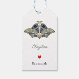 Elegant Green Tartan Art Deco Bridal Shower  ギフトタグ