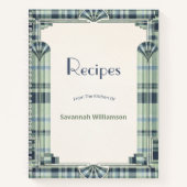 Elegant Green Tartan Art Deco Frame Recipe  ノートブック (正面)