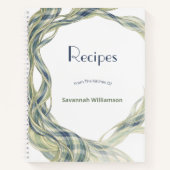 Elegant Green Tartan Flowing Swirl Recipe  ノートブック (正面)