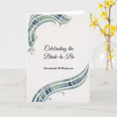 Elegant Green Tartan Swirl Art Deco Bridal Shower カード (黄色い花)