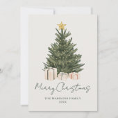 Elegant Green Tree Non-Photo Christmas card シーズンカード (正面)