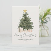 Elegant Green Tree Non-Photo Christmas card シーズンカード (スタンド正面)