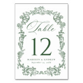 Elegant Green Victorian Floral Wedding テーブルナンバー (裏面)
