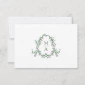 Elegant Green Victorian Floral Wedding 出欠カード (裏面)