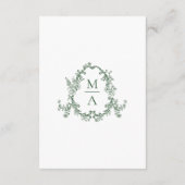 Elegant Green Victorian Floral Wedding Detail エンクロージャーカード (裏面)
