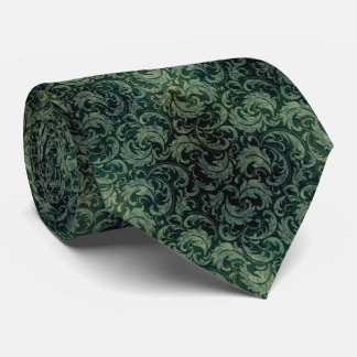 Elegant green vintage damask floral pattern ネクタイ