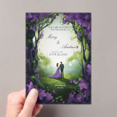 Elegant Green & Violet Acrylic Wedding Invitation アクリル招待状 (インサイチュ (ポータブル))