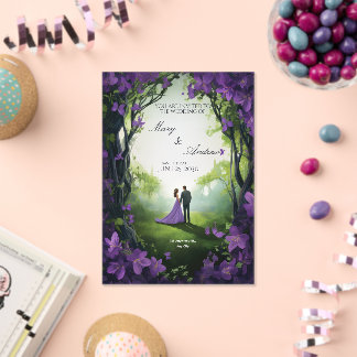 Elegant Green & Violet Acrylic Wedding Invitation アクリル招待状