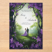 Elegant Green & Violet Acrylic Wedding Invitation アクリル招待状 (正面)