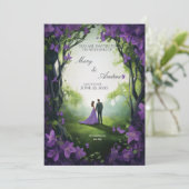 Elegant Green & Violet Wedding Invitation 招待状 (スタンド正面)