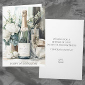 Elegant Green Watercolor Happy Wedding Day Wedding カード
