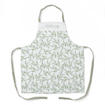 Elegant Green Watercolor Leaves Botanical Pattern 