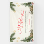 Elegant Green Watercolor Merry Christmas Banner 横断幕 (縦)