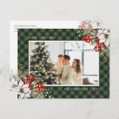 Elegant Green Watercolor Photo Christmas シーズンポストカード (正面/裏面)