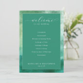 Elegant Green Watercolor Wedding Ceremony プログラム (スタンド正面)
