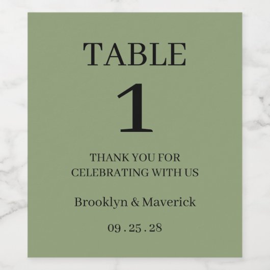 Elegant Green Wedding ワインラベル (シングルラベル)