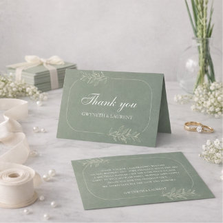 Elegant Green Wedding Thank You Card サンキューカード