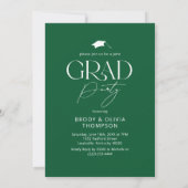 Elegant Green & White Joint Graduation Party Photo 招待状 (裏面)