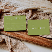 Elegant Green White Minimalist Bright Wedding 出欠カード