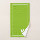 Elegant Green White Personalized Monogram  バスタオルセット (ハンドタオル)