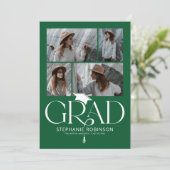 Elegant Green & White Photo Collage Graduation 案内状 (スタンド正面)