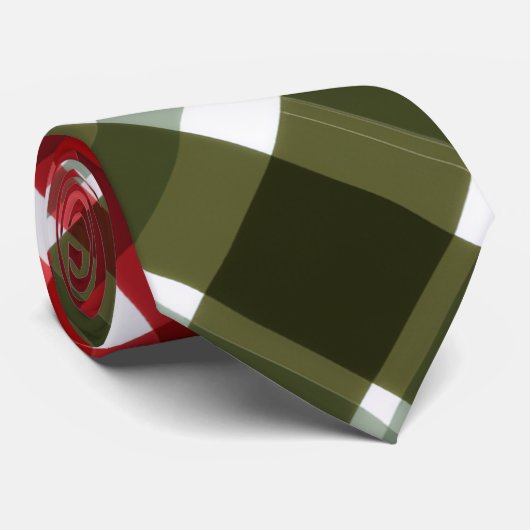 Elegant green & white Red Plaid Rustic Christmas ネクタイ (ロール)