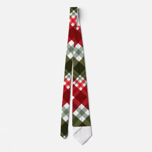 Elegant green & white Red Plaid Rustic Christmas ネクタイ (裏面)