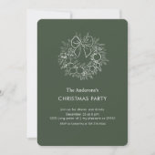Elegant Green Wreath Christmas Party  招待状 (正面)