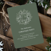 Elegant Green Wreath Christmas Party  招待状