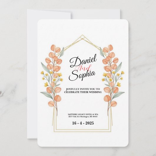 Elegant Greenery Arch Wedding Invitation  招待状 (正面)