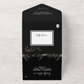 Elegant Greenery Black Botanical Wedding All In オールインワン招待状 (外側)