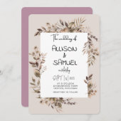 Elegant Greenery Border Wedding  招待状 (正面/裏面)