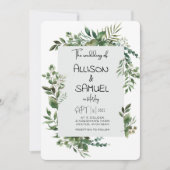 Elegant Greenery Border Wedding 招待状 (正面)