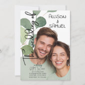 Elegant Greenery Border Wedding  招待状 (正面)