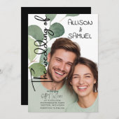 Elegant Greenery Border Wedding  招待状 (正面/裏面)