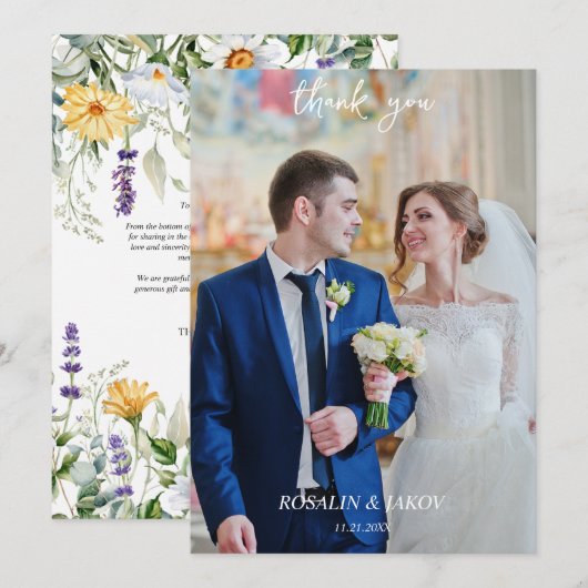 Elegant Greenery Botanical サンキューカード (正面/裏面)