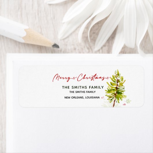 Elegant Greenery Botanical Merry Christmas Address ラベル (インサイチュ)