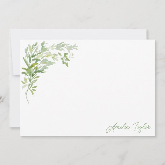 Elegant Greenery Botanical Personalized Stationery ノートカード (正面)