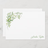 Elegant Greenery Botanical Personalized Stationery ノートカード (正面/裏面)