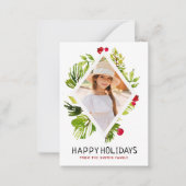 Elegant Greenery Botanical Photo Holiday Mini ノートカード (正面)